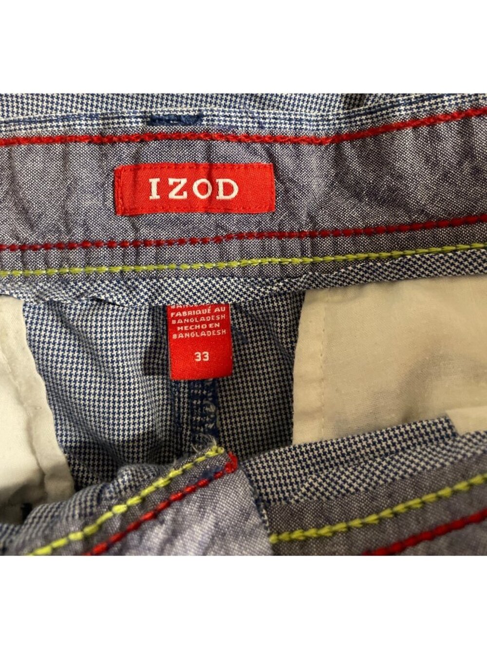 IZOD Blue/White Houndstooth Print Chino Shorts Mens Size 33 - Picture 7 of 8